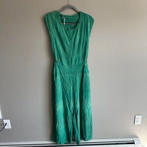 Free People Teal Sleeveless Jumpsuit